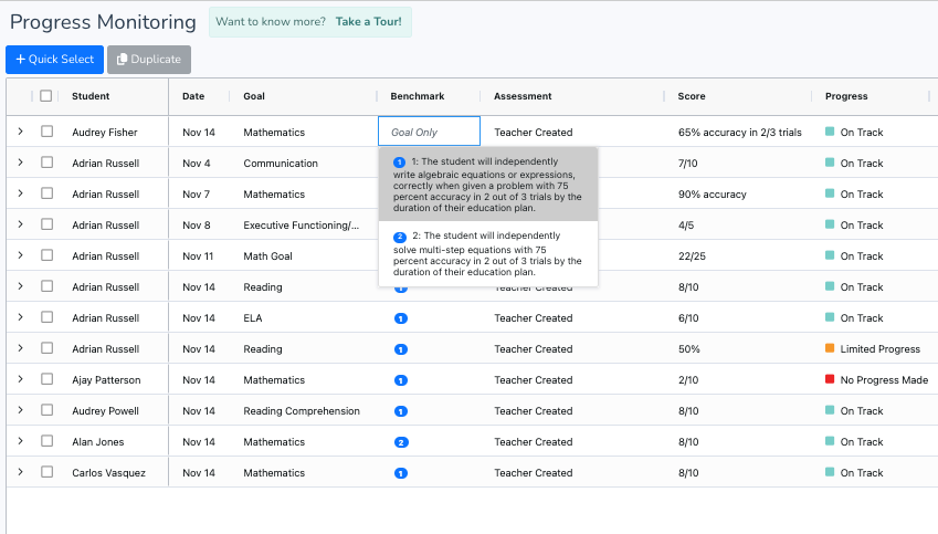 Service tracking